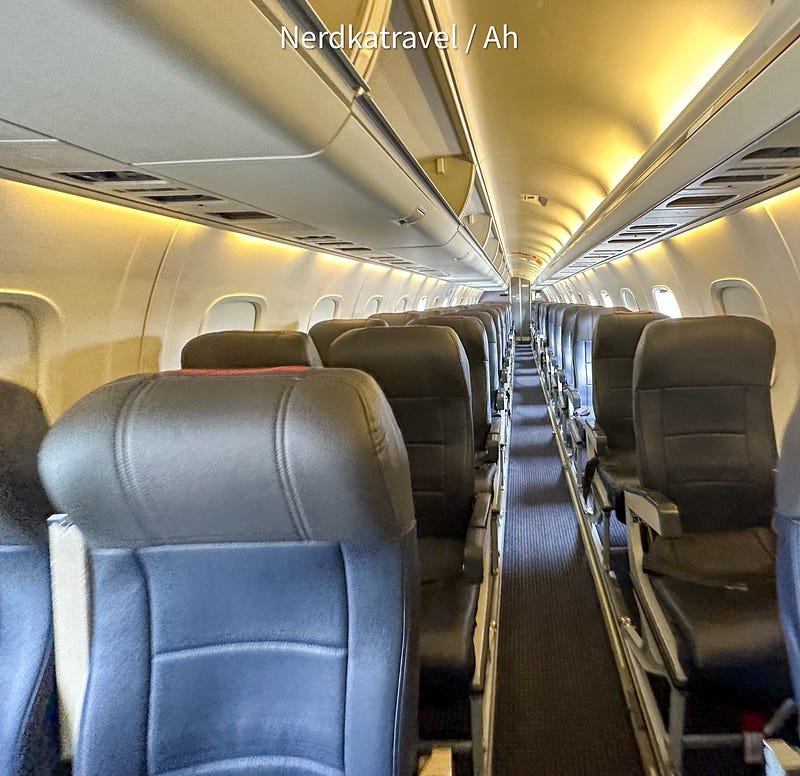 a row of seats in an airplane