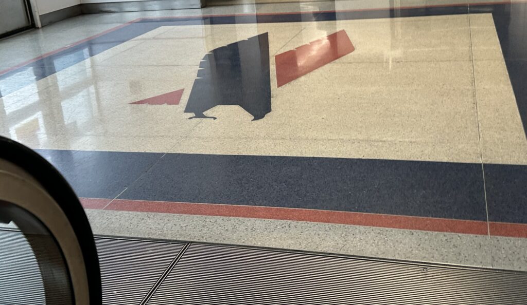 a floor with a logo on it