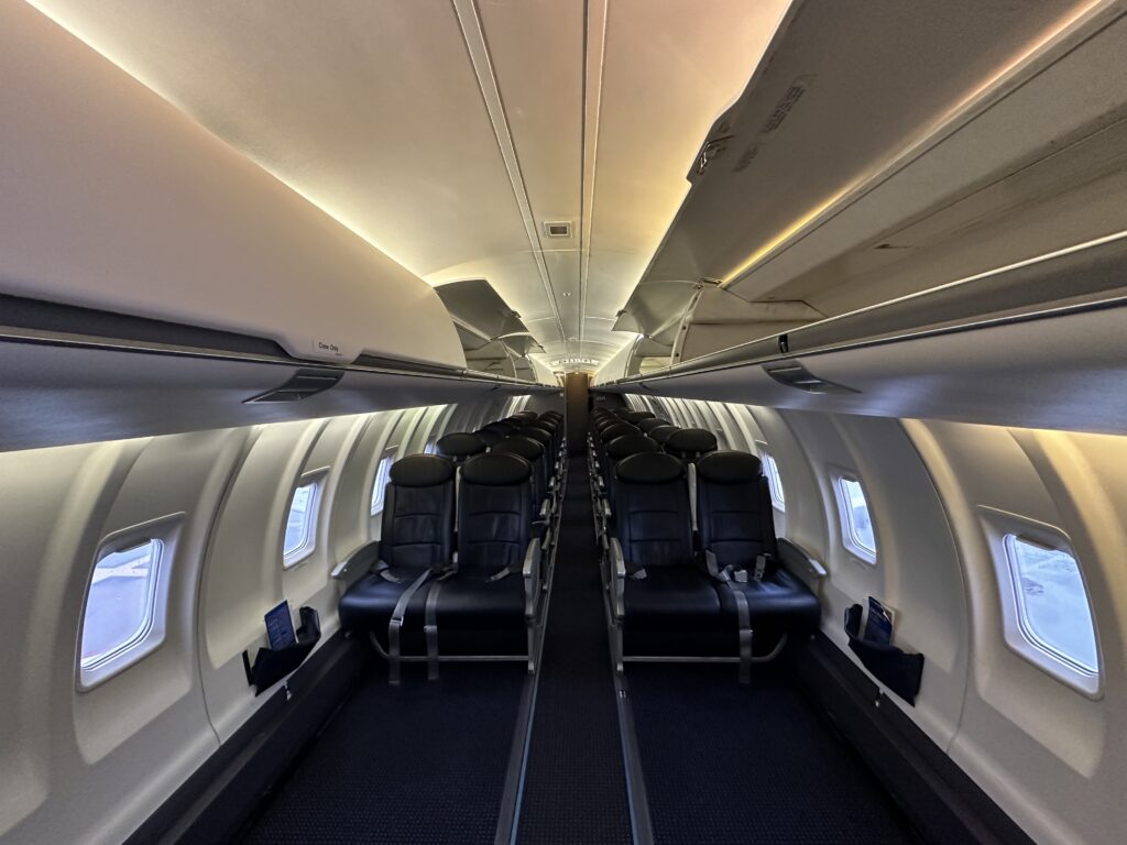 rows of seats in an airplane