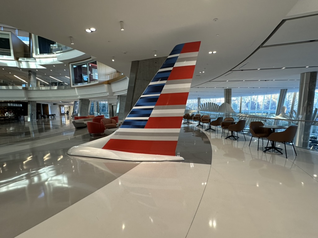 a plane tail in a building