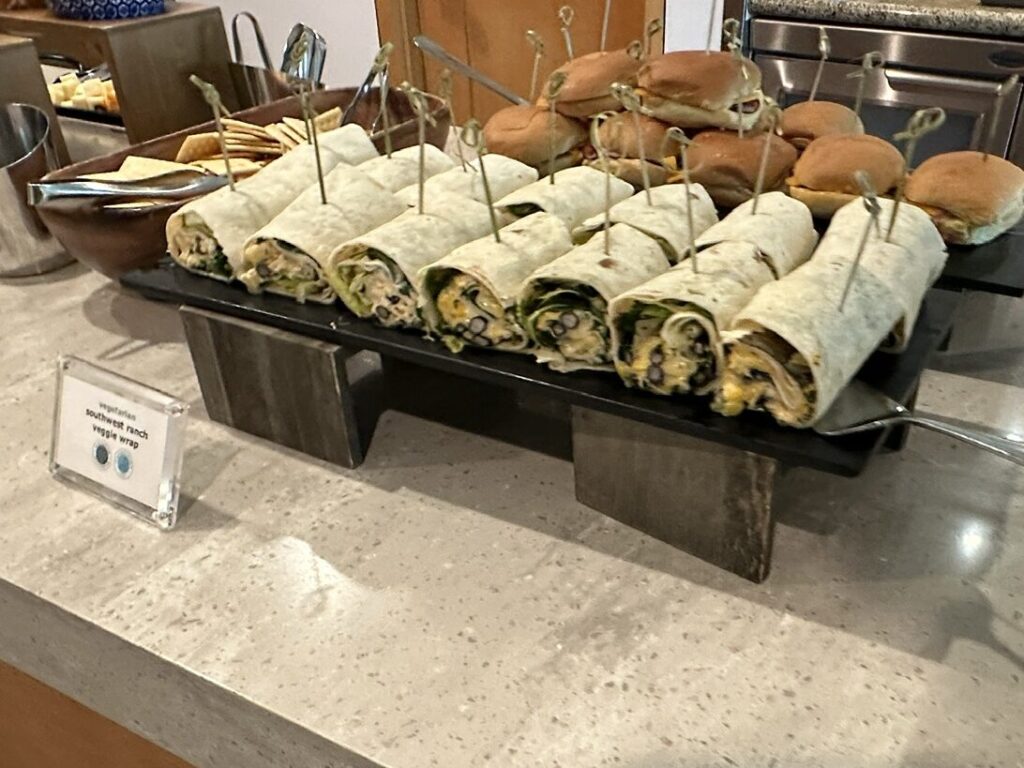 a tray of sandwiches on a counter