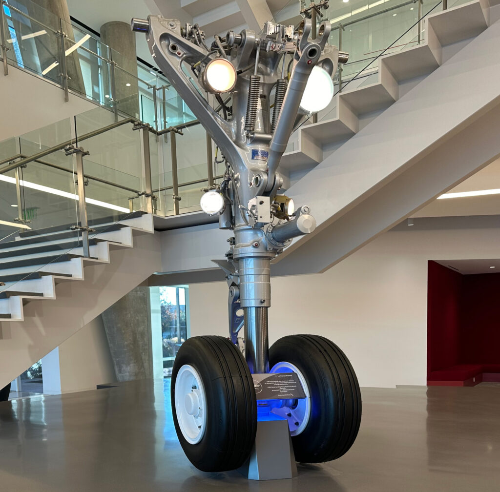 a large metal object with wheels and lights