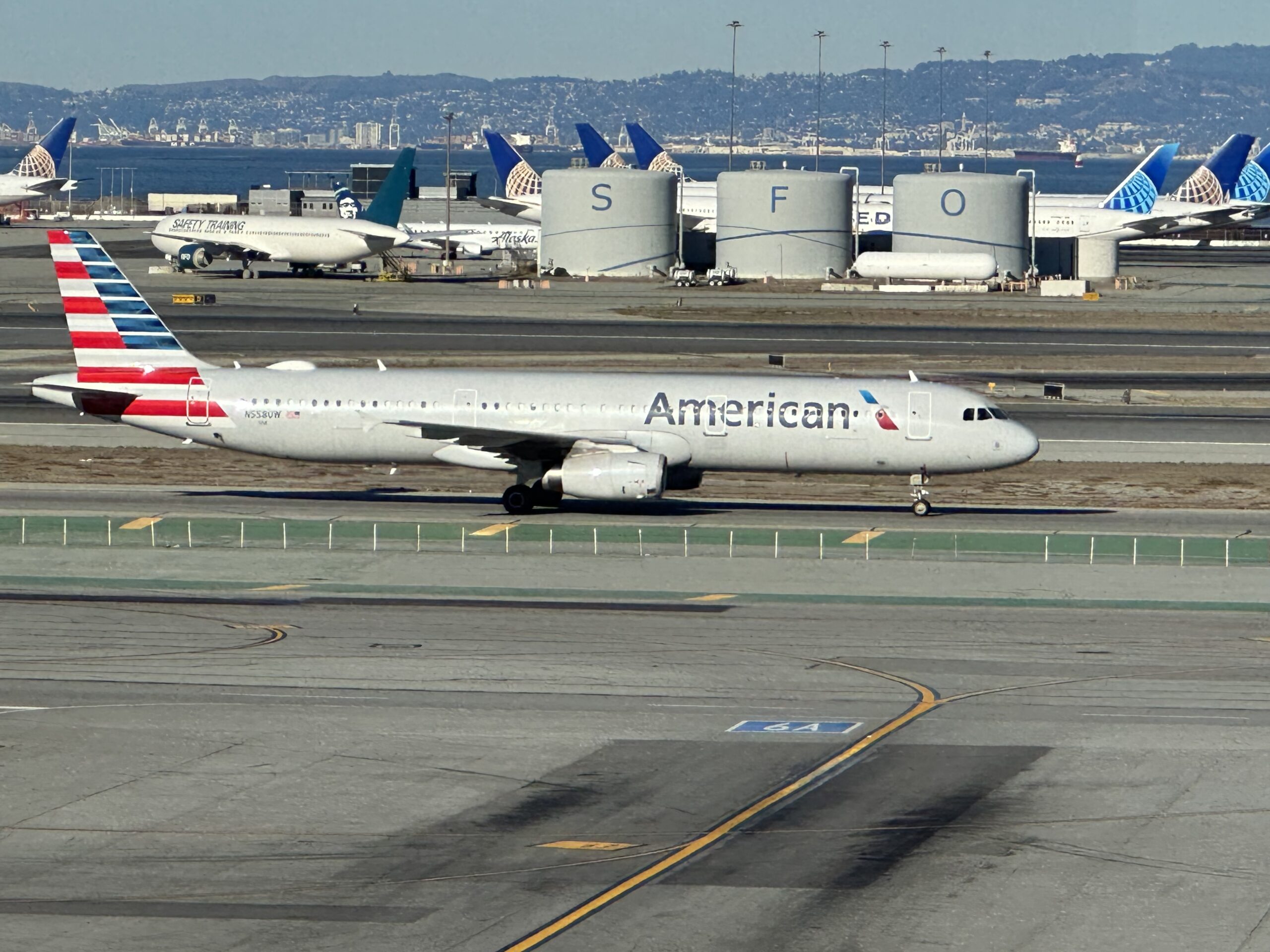 an airplane on the runway