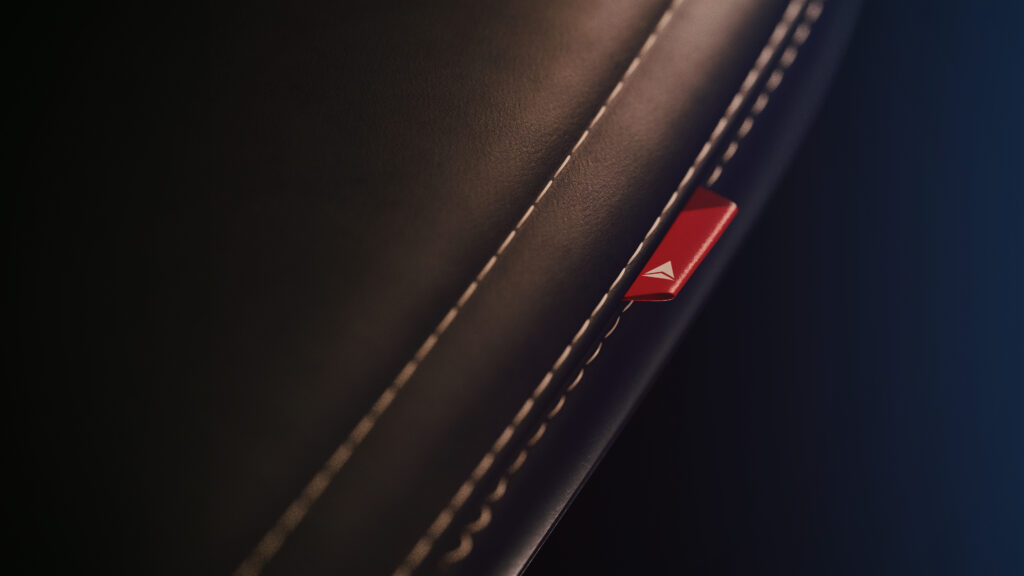 a close up of a leather seat