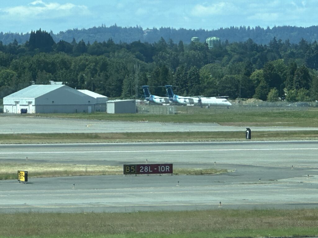 a plane on the runway