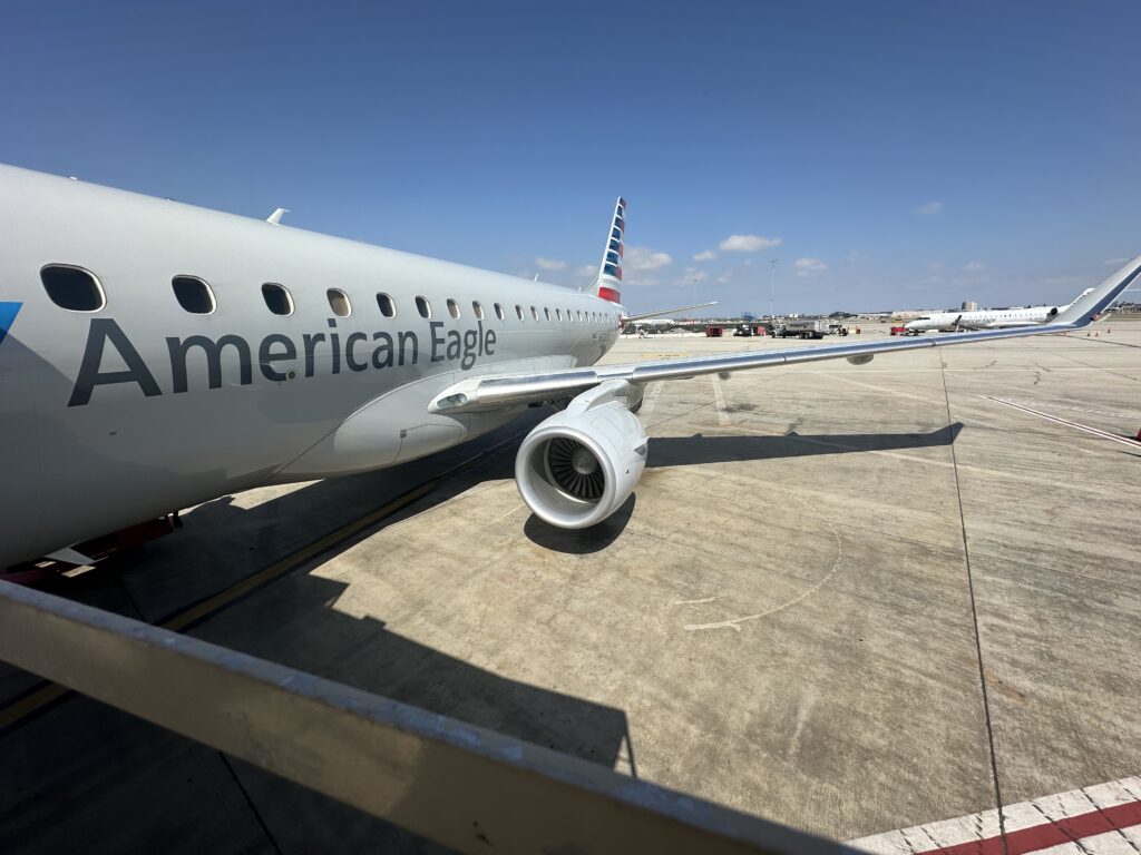 an airplane parked on the tarmac