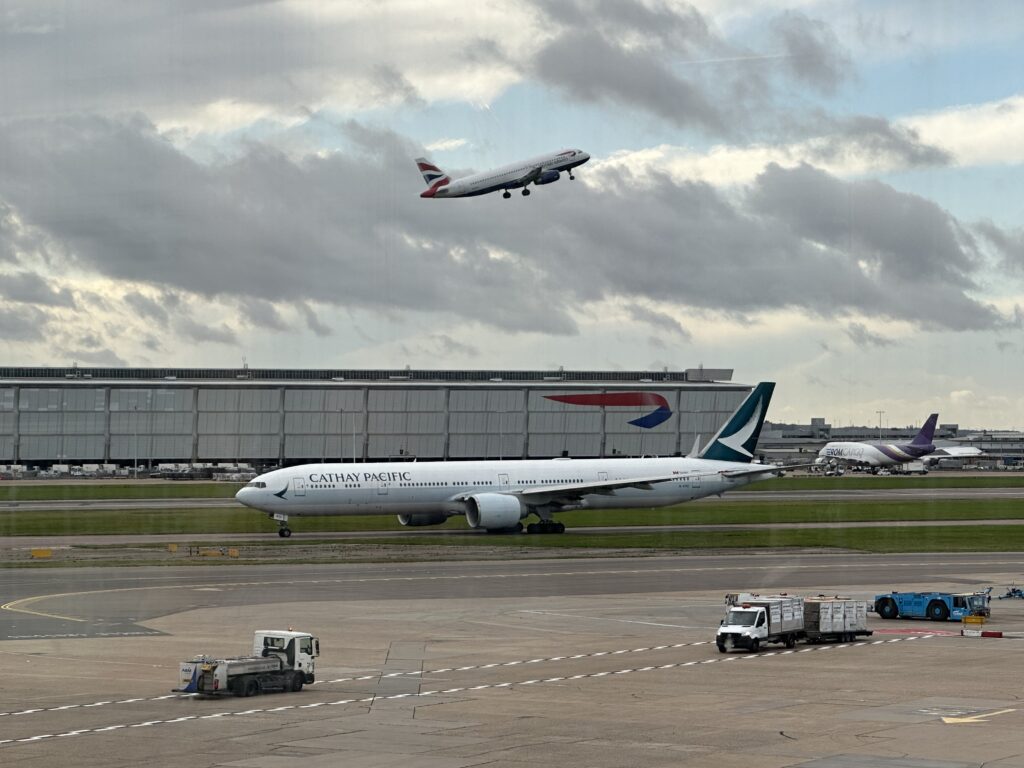 a plane on the runway