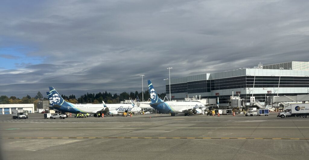 airplanes parked at an airport