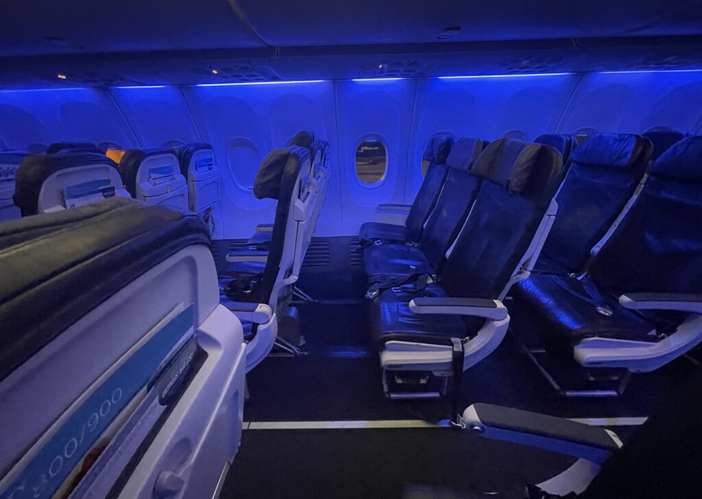 a row of seats in an airplane