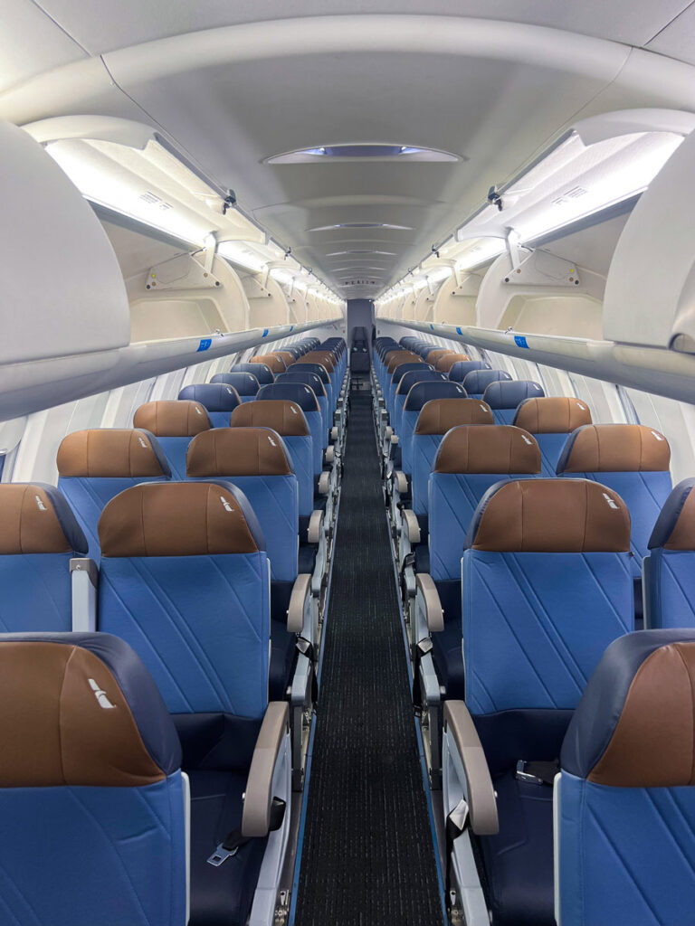 rows of seats in an airplane